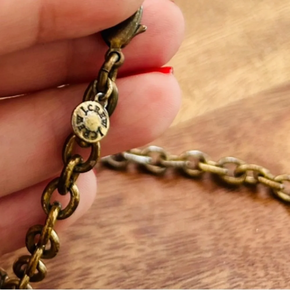 JCrew Statement Necklace Black & Bronzed Gold with Rhinestones
